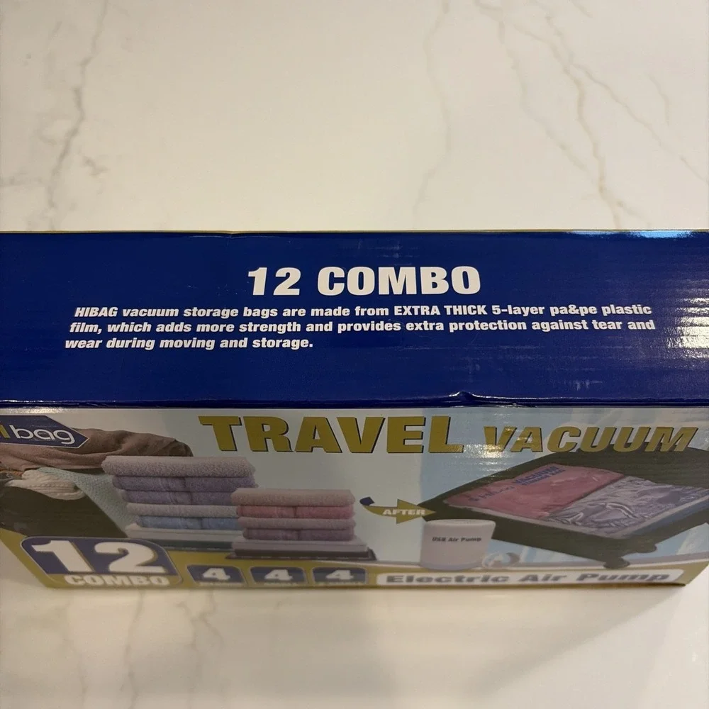 HIBAG Travel Vacuum Bags with Electric Pump for Luggage and Suitcase, Vacuum Sea